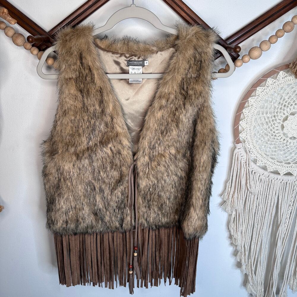 Earthbound Trading Faux Fur Fringe Vest
